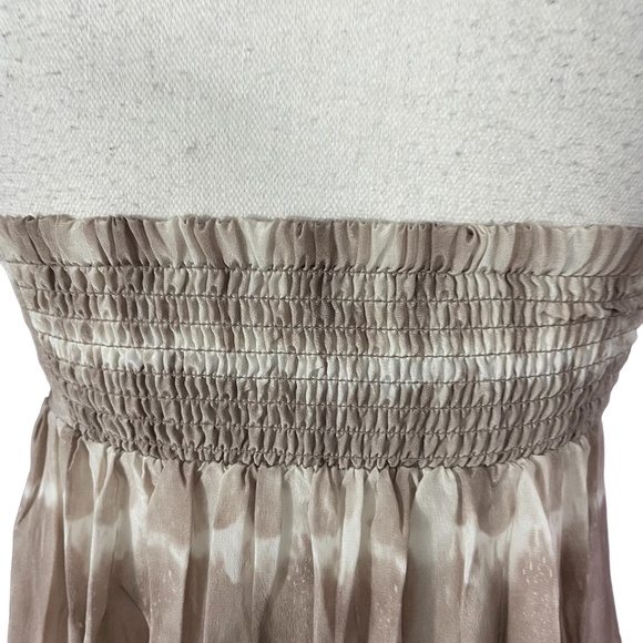 Guess 100% Silk Strapless Dress 2 High-Low Tube Tie-Dye Chiffon Striped Sun - Picture 13 of 14